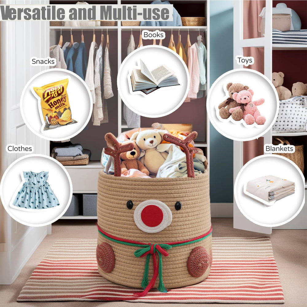 Hugabow Christmas Deer Basket reindeer-design adds warm holiday charm to any room