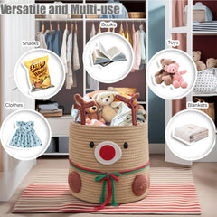 Hugabow Christmas Deer Basket reindeer-design adds warm holiday charm to any room