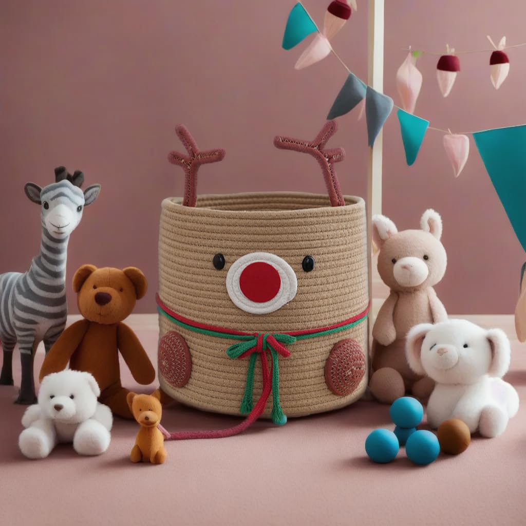 Hugabow Christmas Deer Basket storage-use stores ornaments neatly when not in use