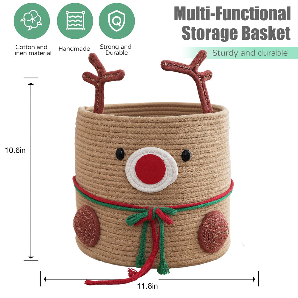 Hugabow Christmas Deer Basket table-centerpiece enhances holiday tablescapes