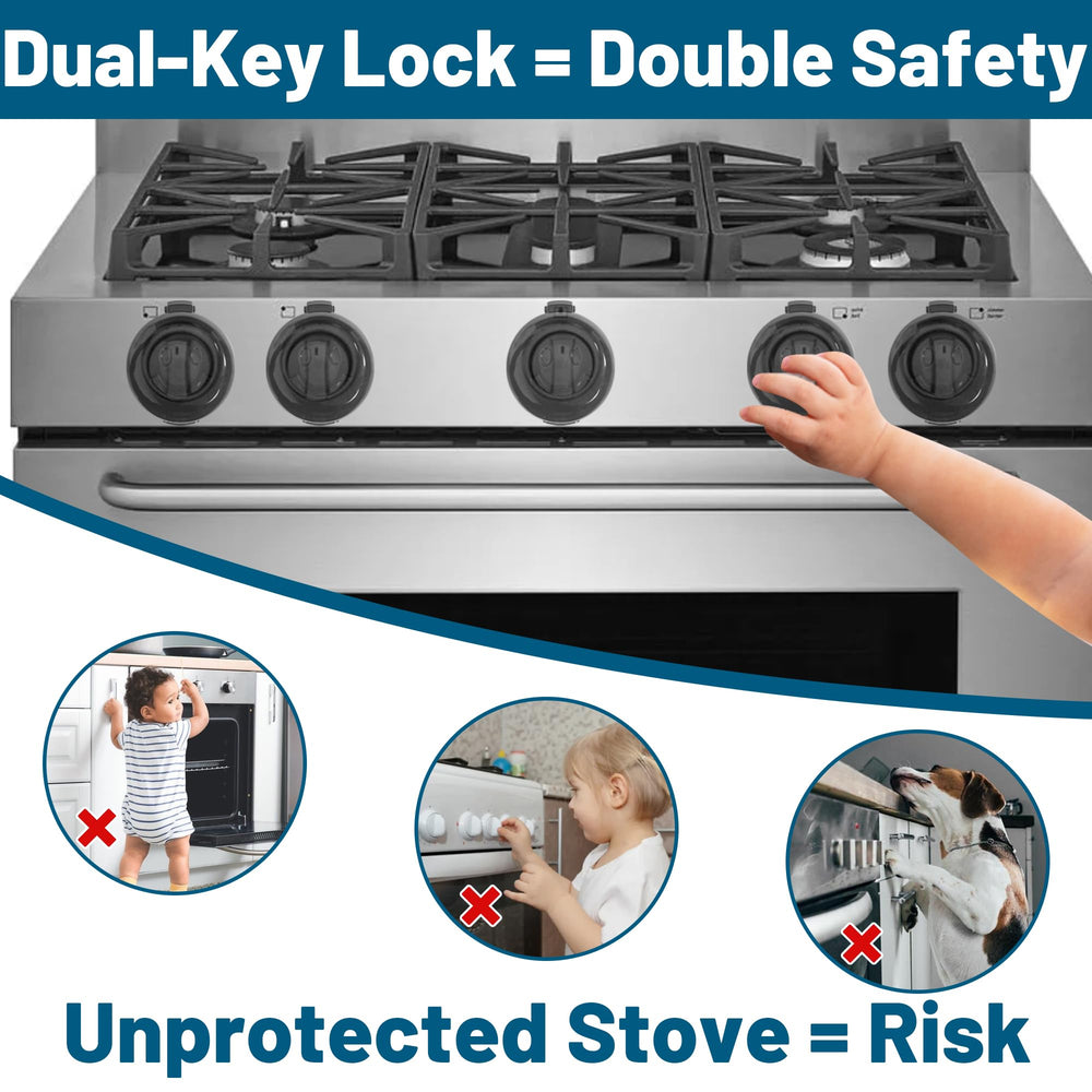 Huggful stove knob covers with adhesive pads close-up for secure fit