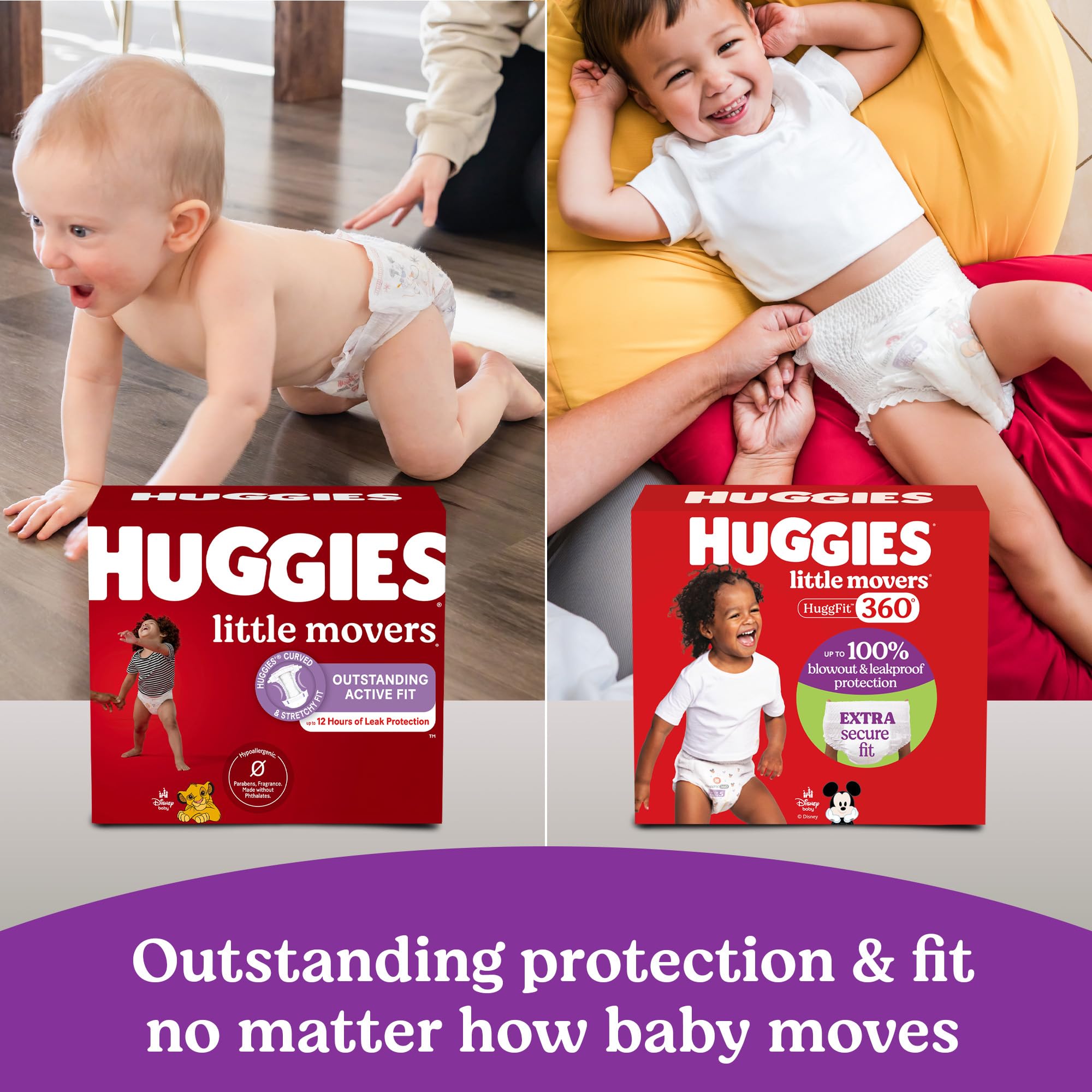 Huggies Little Movers HuggFit 360° packaging may vary by batch or retailer.