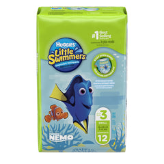 HUGGIES Little Swimmers size 3 pack demonstrates adjustable fit for water time