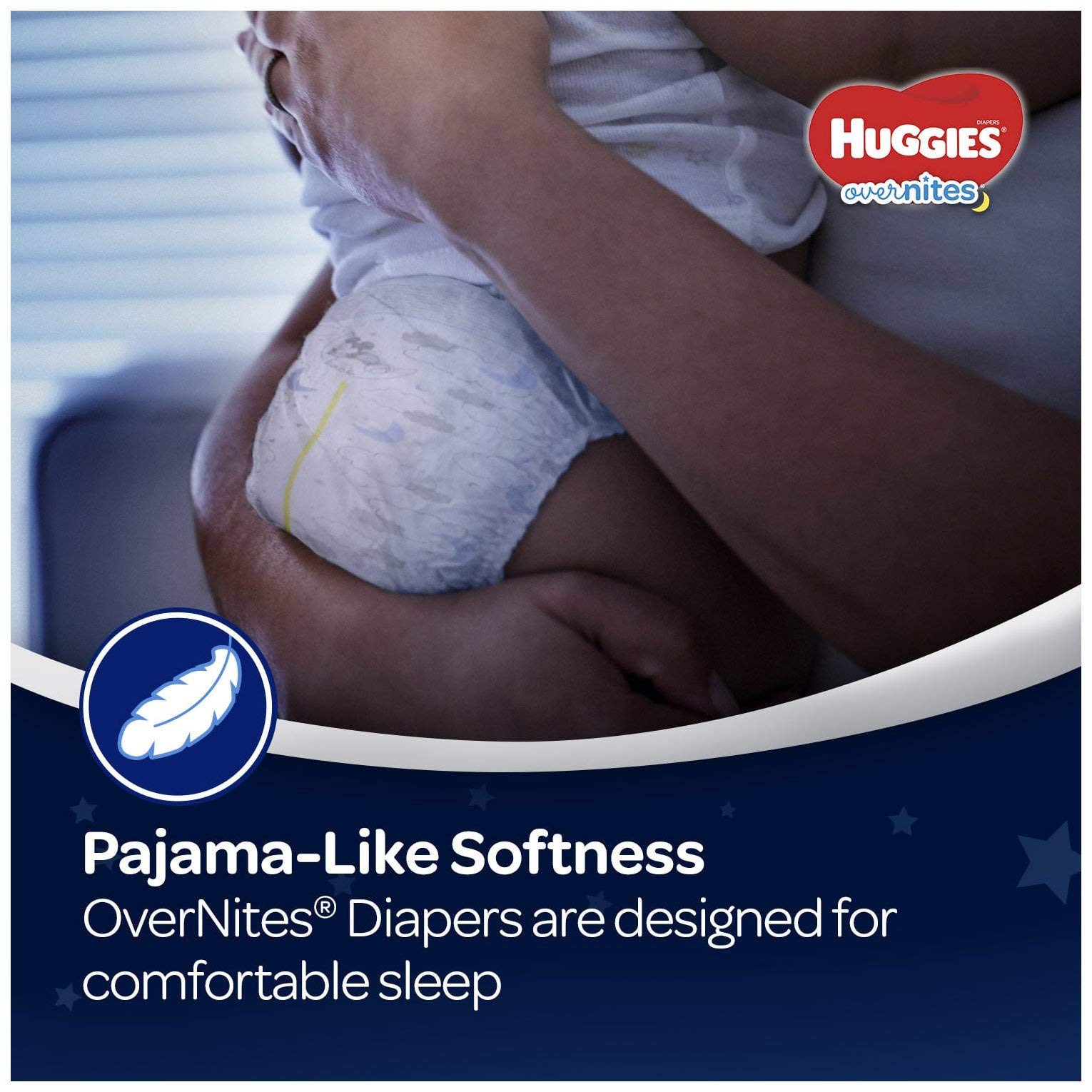 HUGGIES OverNites jumbo pack highlighting bulk packaging and convenience.