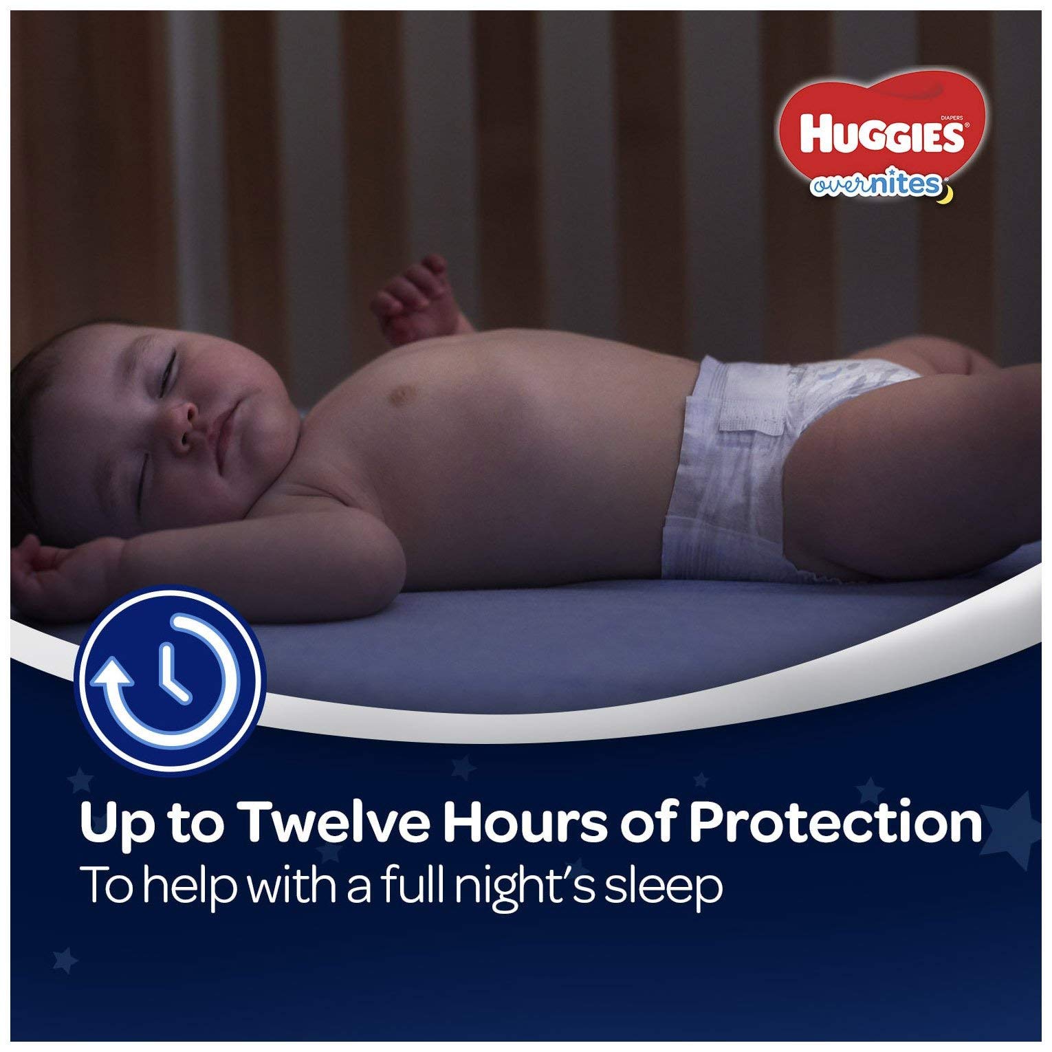 HUGGIES OverNites snugfit waistband with double grip strips for secure fit.