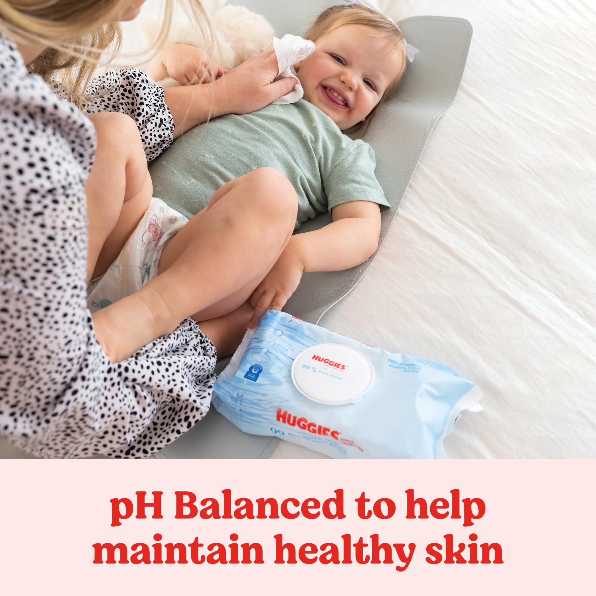 Huggies Pure Water Baby Wipes 20% thicker for a more thorough clean