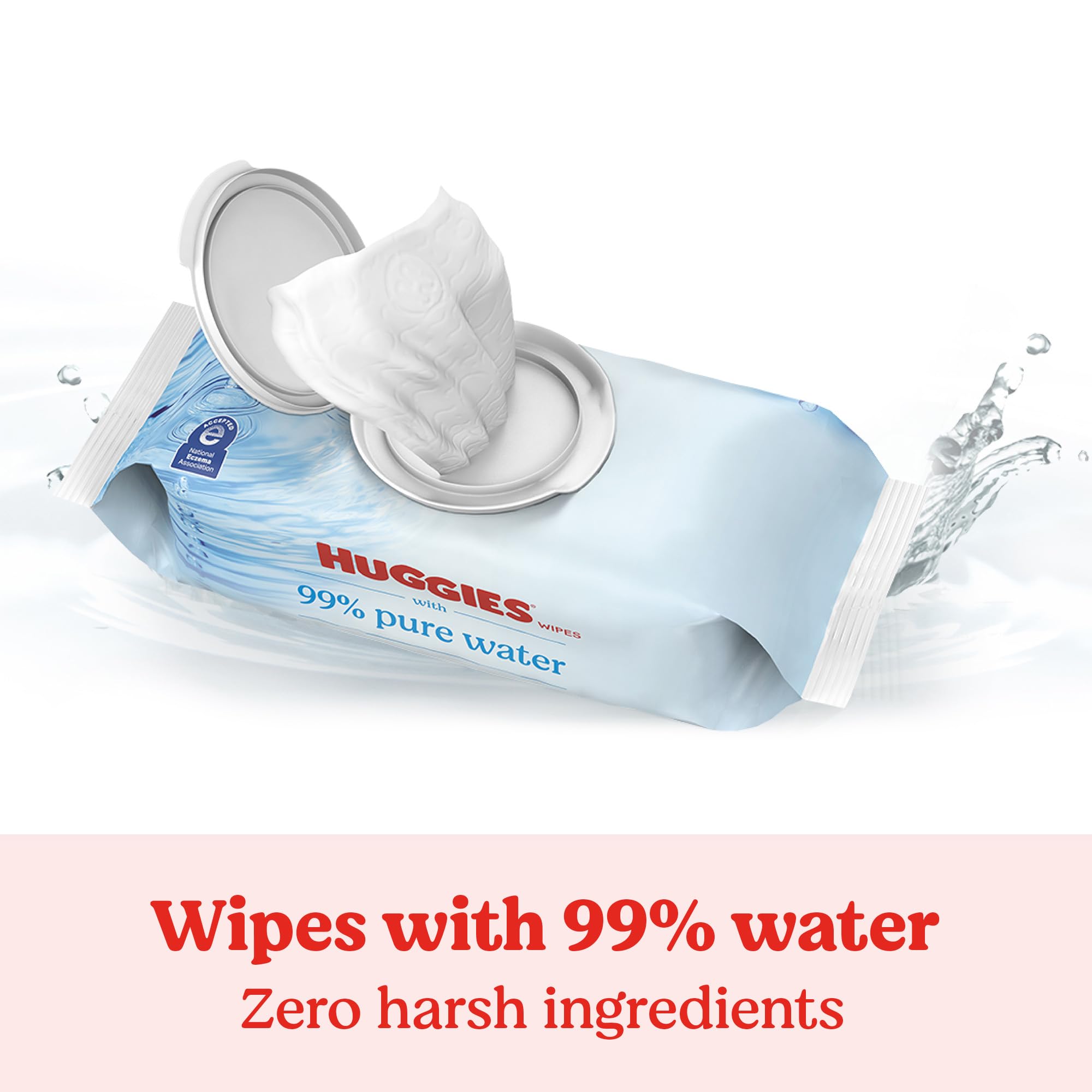 Huggies Pure Water Baby Wipes 504-count label highlights value and long supply