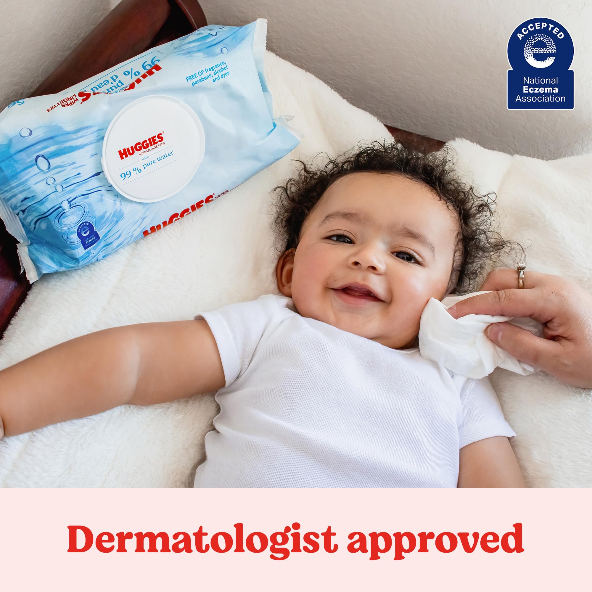 Huggies Pure Water Baby Wipes 99% water ingredient emphasis for gentle cleansing