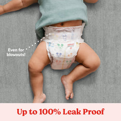 Huggies Snug & Dry newborn diapers with Blowout Blocker to reduce blowouts.