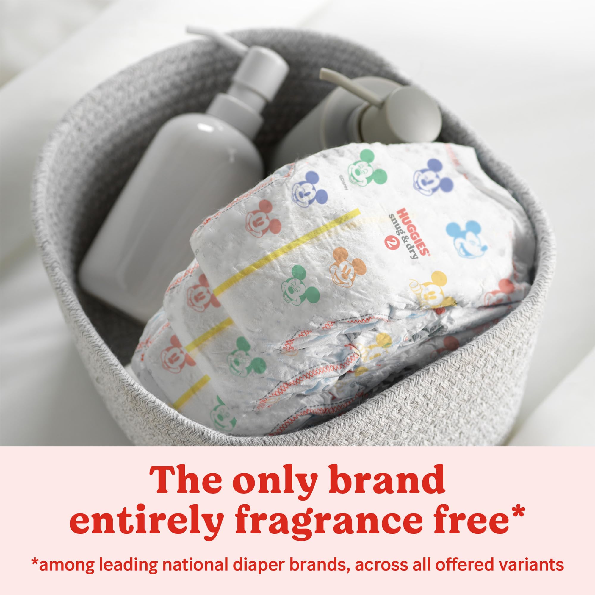 Huggies Snug & Dry newborn diapers are fragrance-free for sensitive skin comfort.