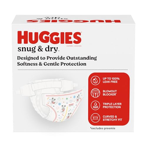 Huggies Snug & Dry newborn diapers made from soft material for all-day comfort.