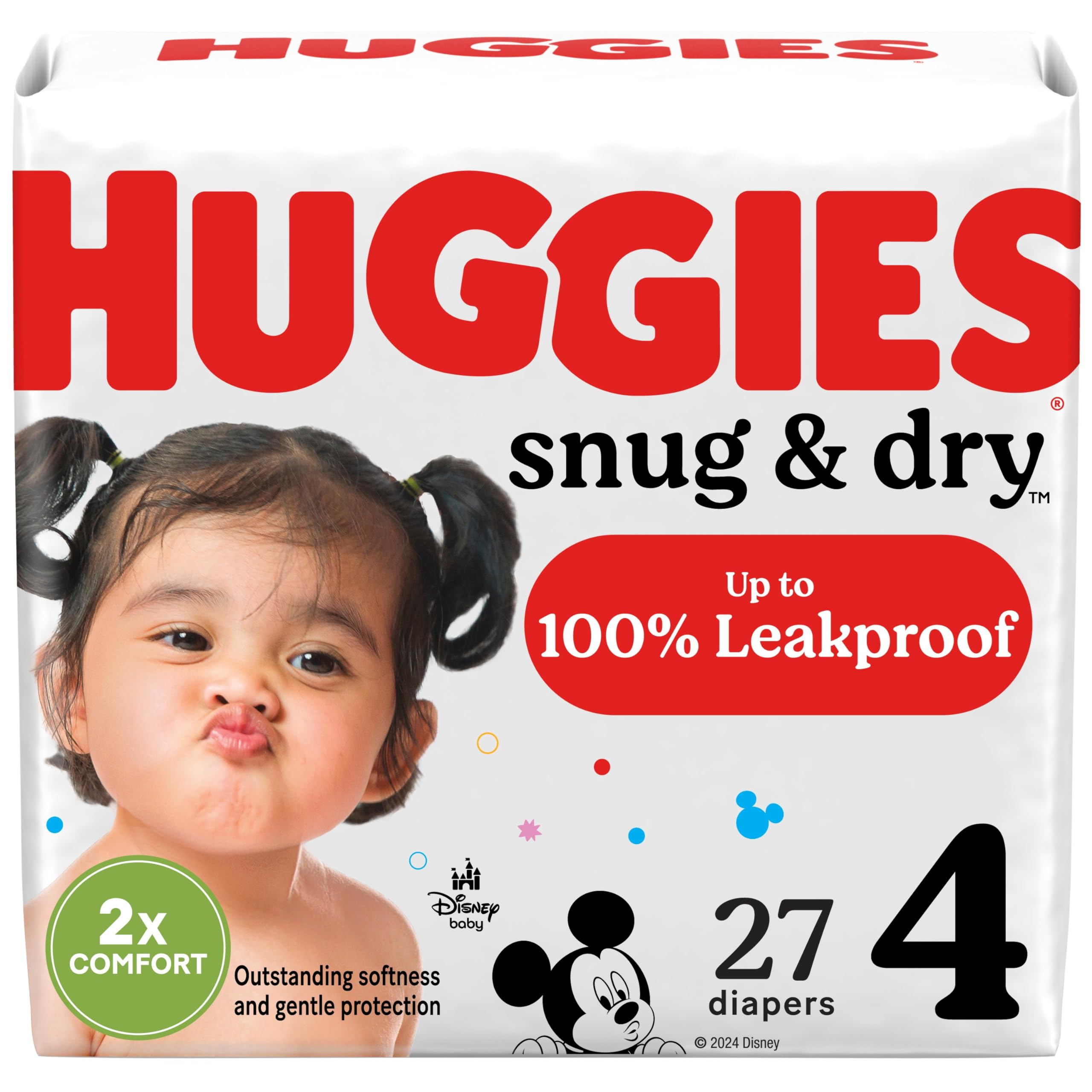 Huggies Snug & Dry Size 4 packaging may vary in the 27-count box.