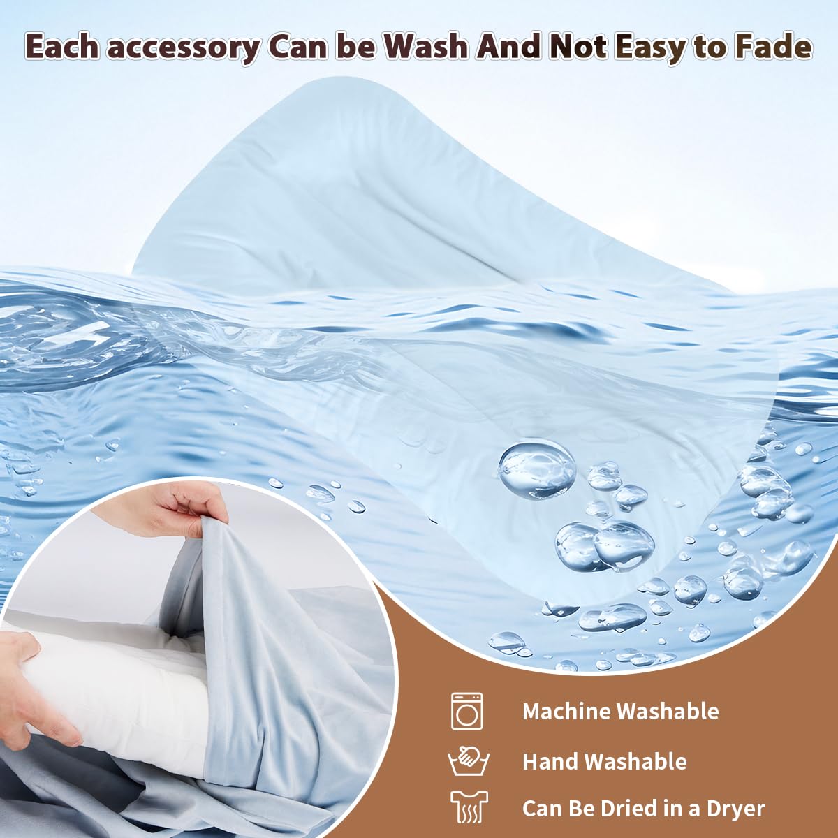 Huggynest blue-material-closeup showcases safe, machine-washable fabric for easy cleaning