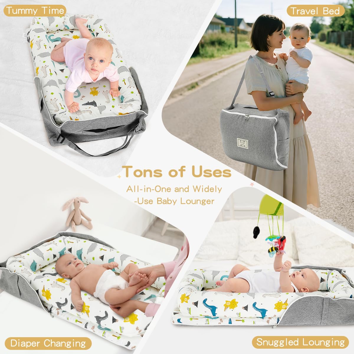 Huggynest baby lounger travel-ready design for home and outings.