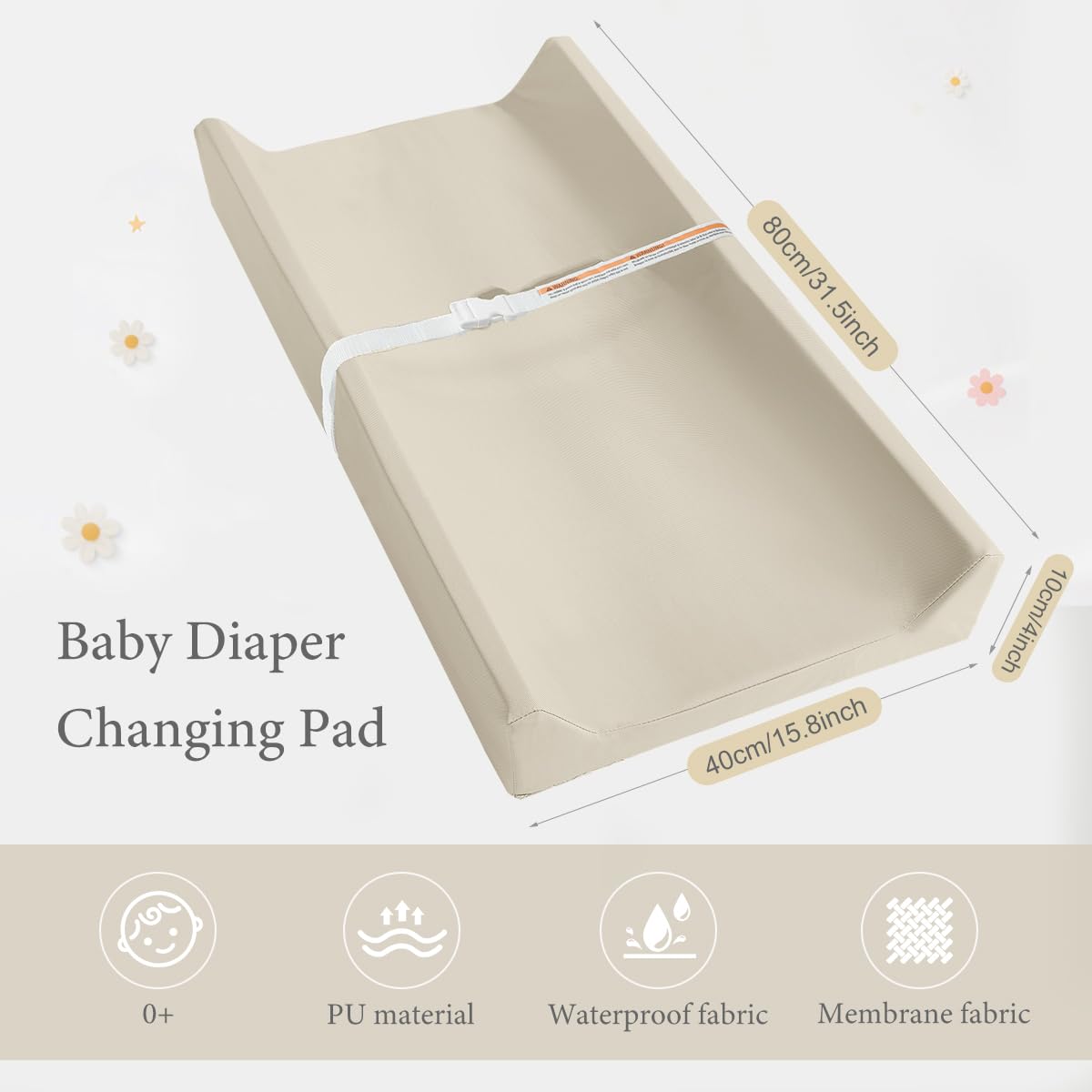 Huggynest changing pad wipe-clean surface for quick mess cleanup