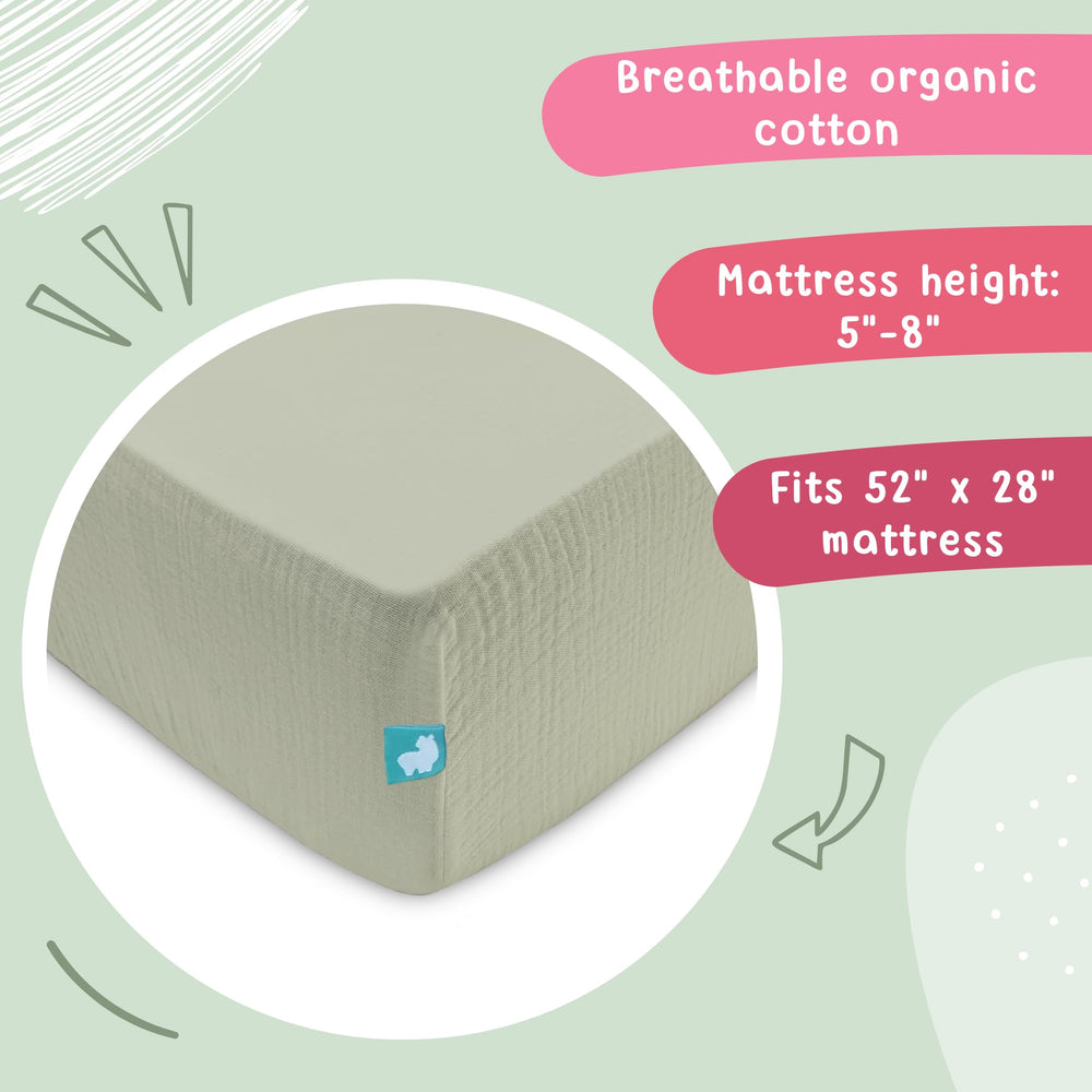 Hugs and Llamas on-standard-mattress crib sheet fits 52x28 standard.
