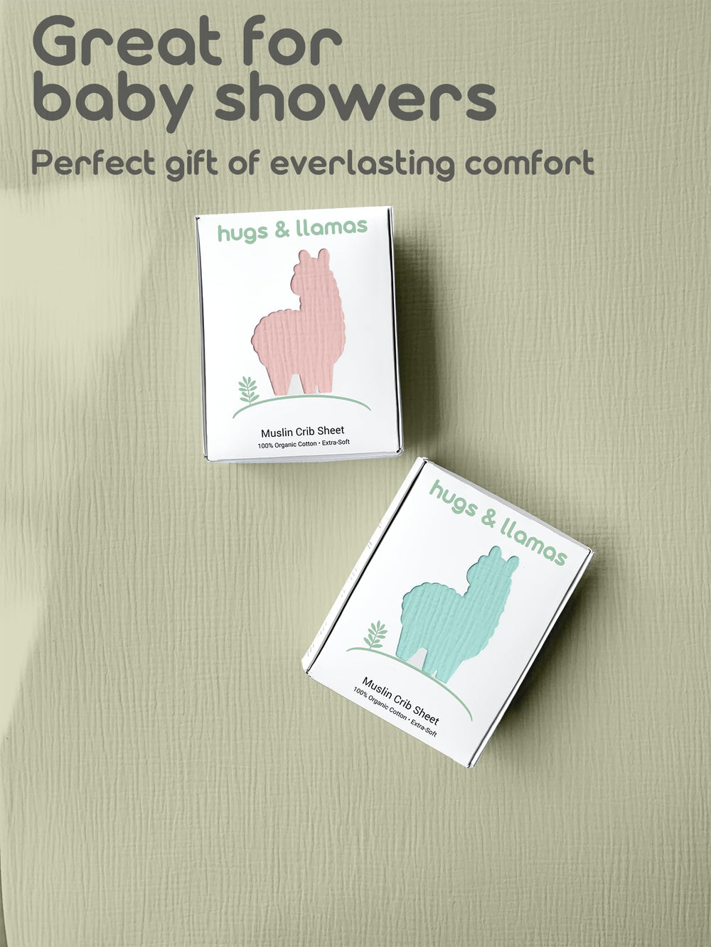 Hugs and Llamas crib sheet snug-fit elastic demonstrates secure fit.