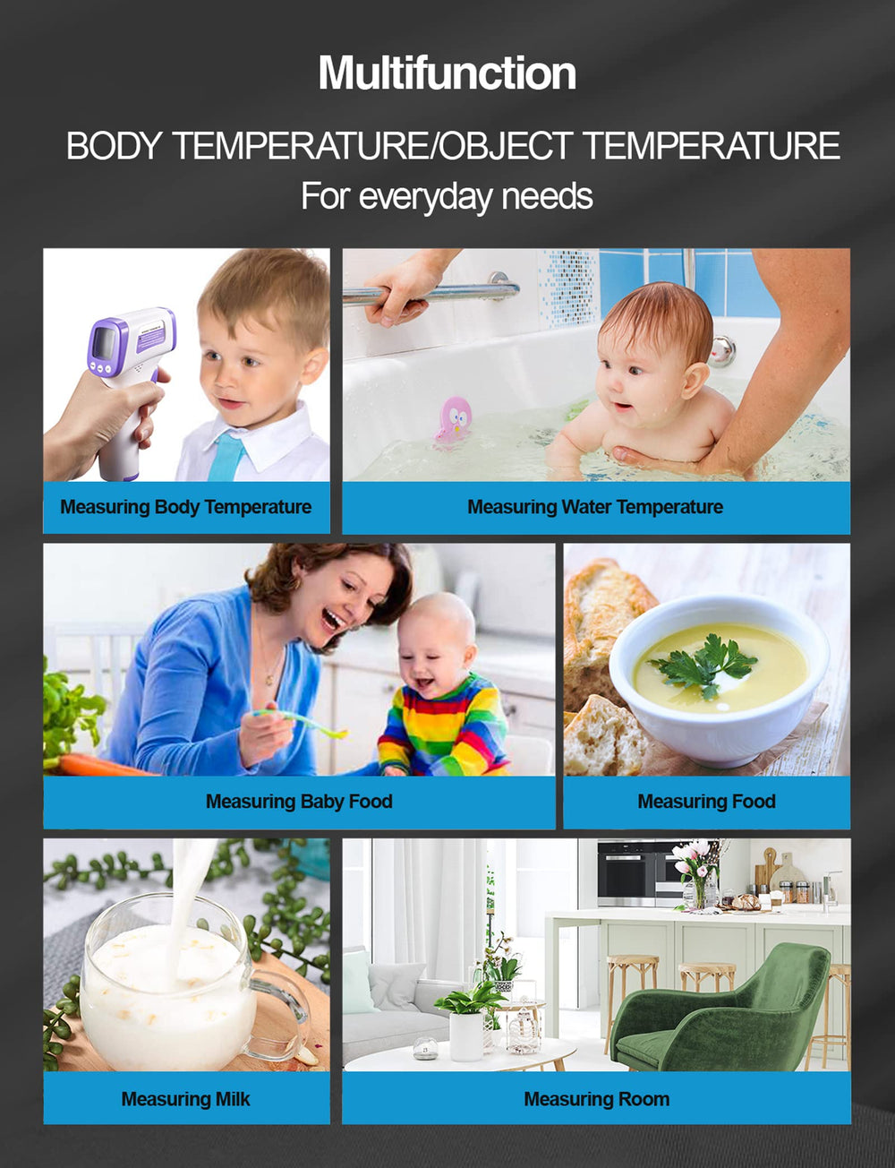 HUHETA infrared thermometer memory function storing last 10 readings for trend tracking