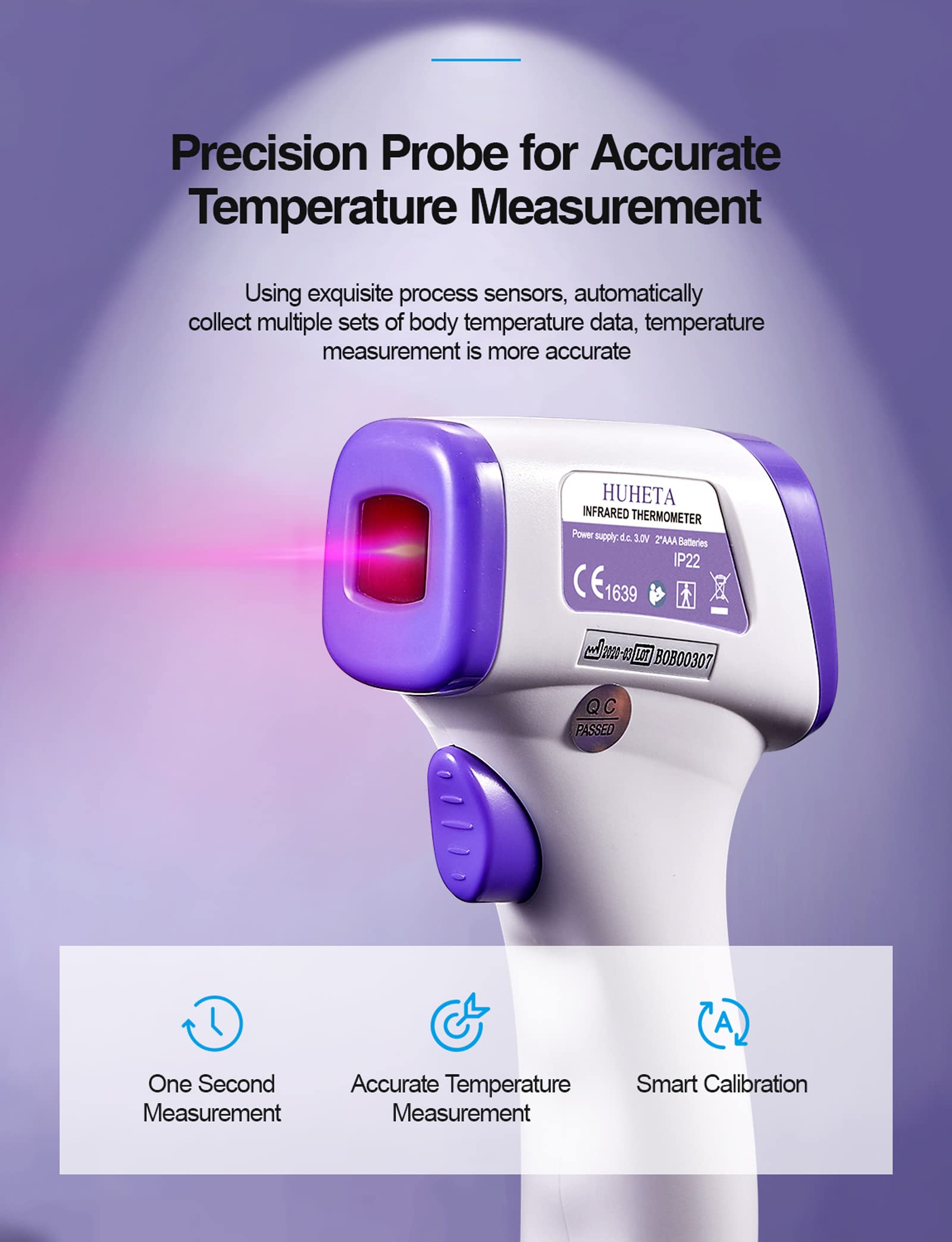 HUHETA infrared thermometer object-temperature mode for room or liquid checks
