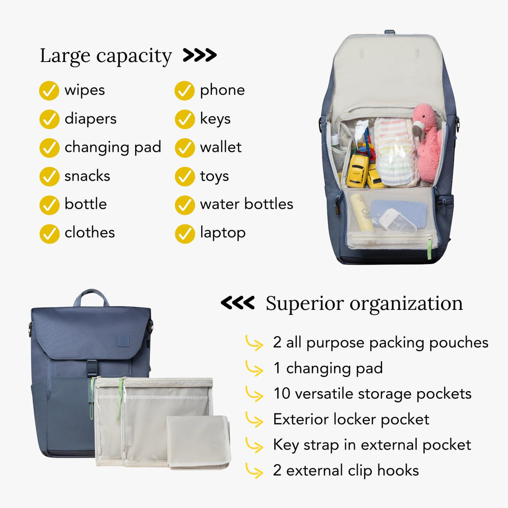 Huhu bottle pockets keep feeds organized on the go.