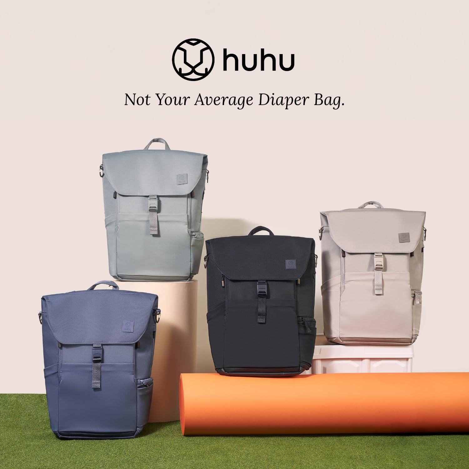 Huhu Diaper Bag Backpack ergonomic back panel supports comfortable wear on long outings.