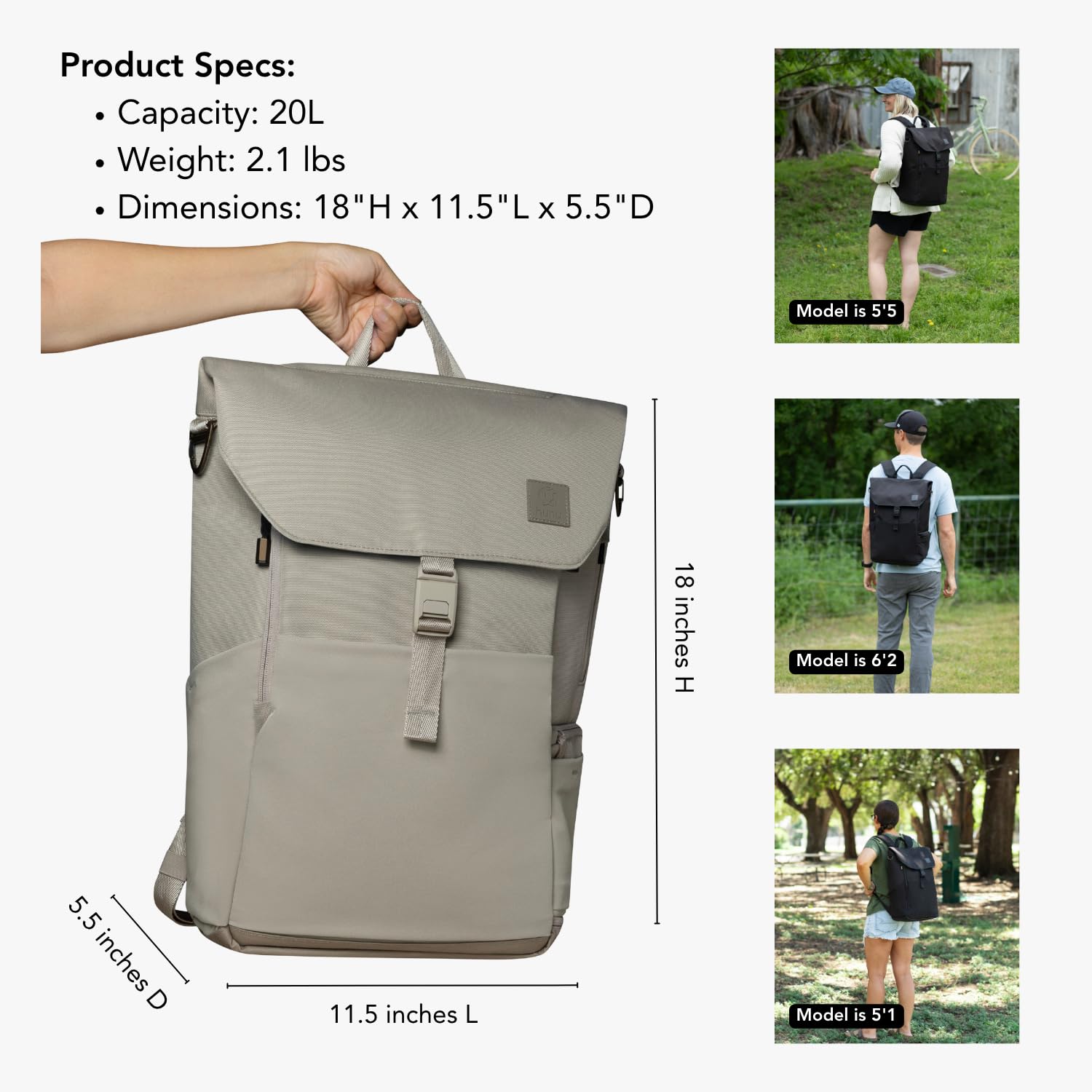 Huhu Diaper Bag Backpack under-seat fit shows travel-friendly size for airplanes.