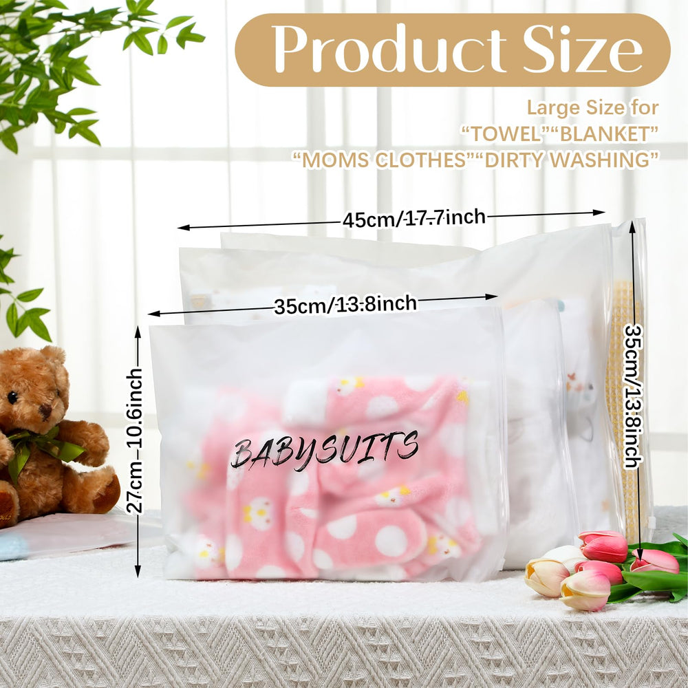 Huhumy hospital bags frosted-clear-material close-up shows easy item identification.