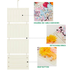 HUHYNN baby girls accessories storage on 4-panel display in nursery