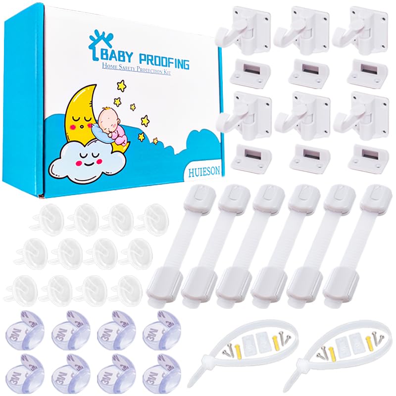 HUIESON 40-pack baby proofing kit drawer locks provide safer cabinets and simple access control.