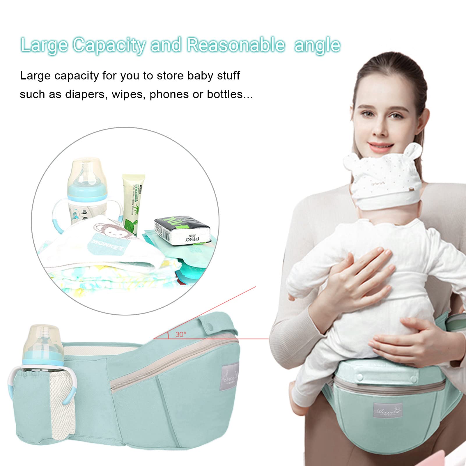 Huifen padded polycotton carrier close-up green emphasizes comfort and durability