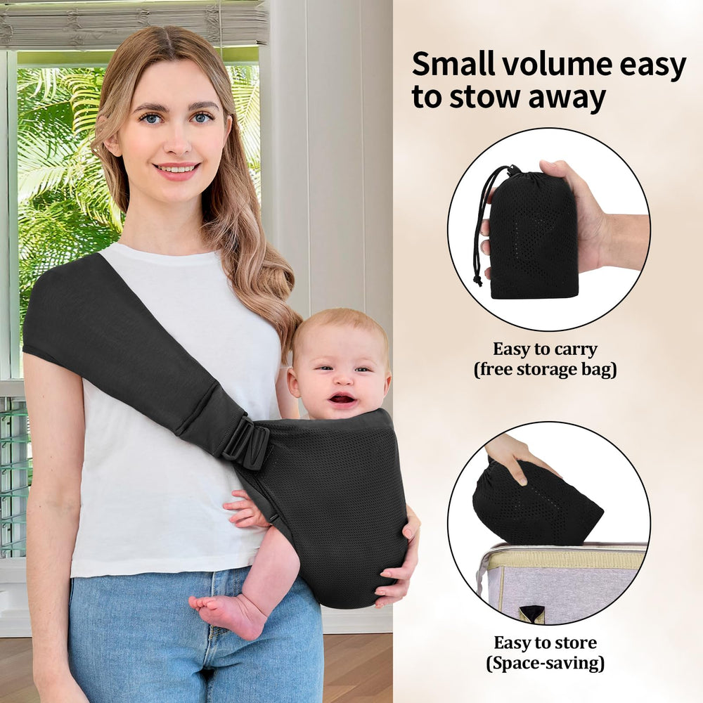 Huifen baby sling carrier growth adjustment system adapts from 6 to 40 lbs with secure fit