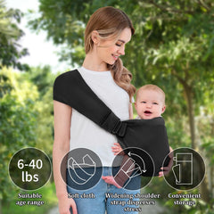 Huifen baby sling carrier on-shoulder use demonstrates hands-free convenience during errands