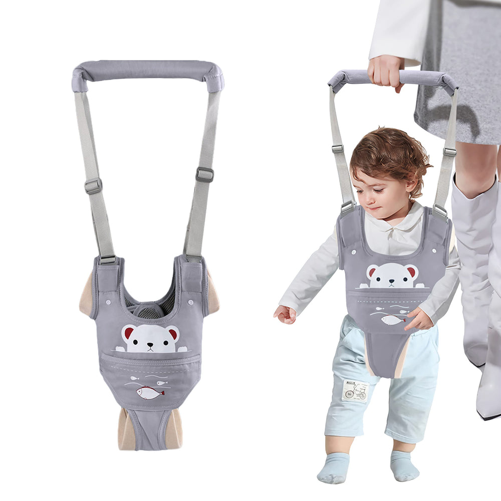 Huifen baby walking harness grey back view showing adjustable fit for toddlers