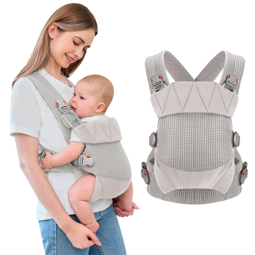 Huifen breathable mesh baby carrier enhances cool comfort for infants and caregivers.