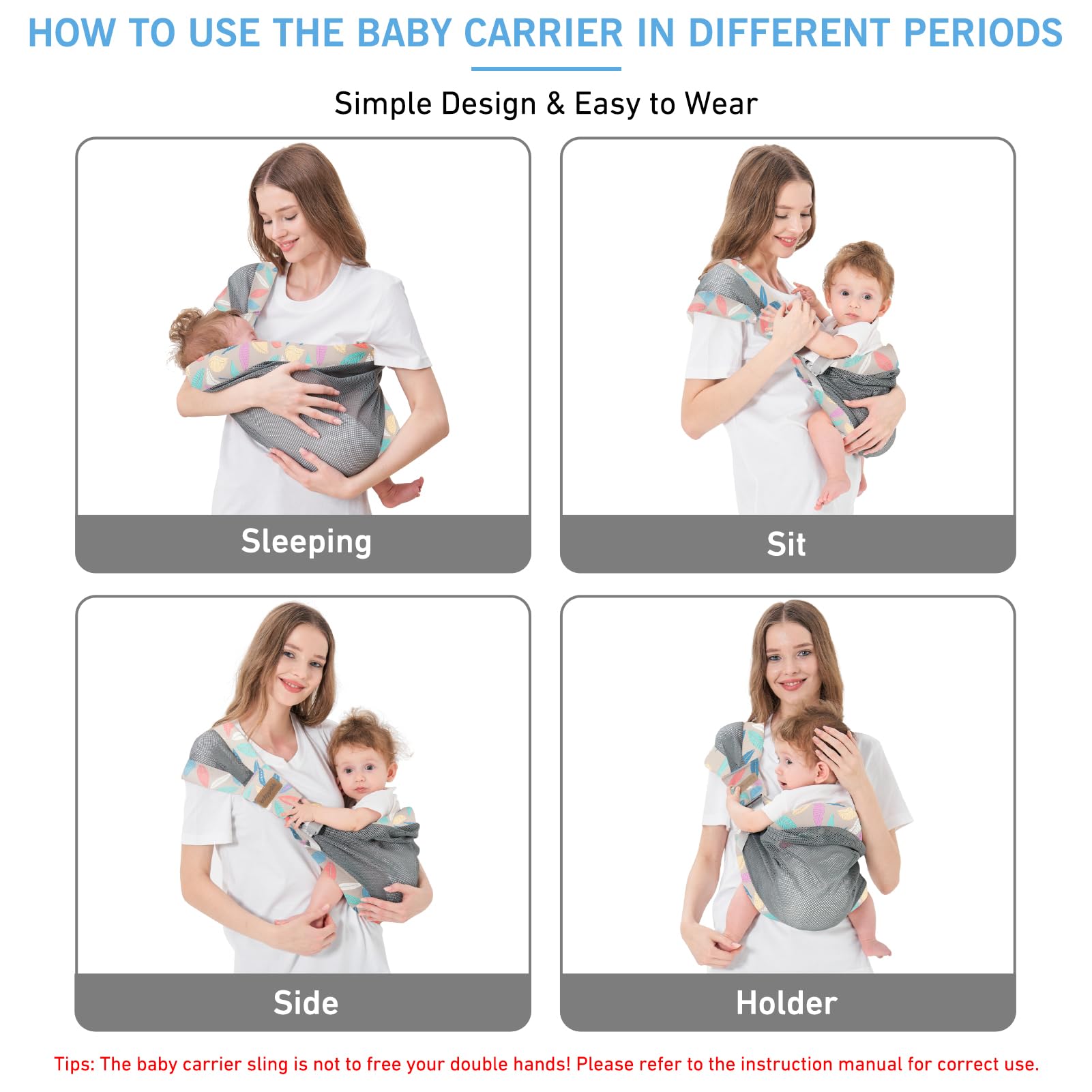 Huifen carrier supports newborn to toddler 6-40 lbs
