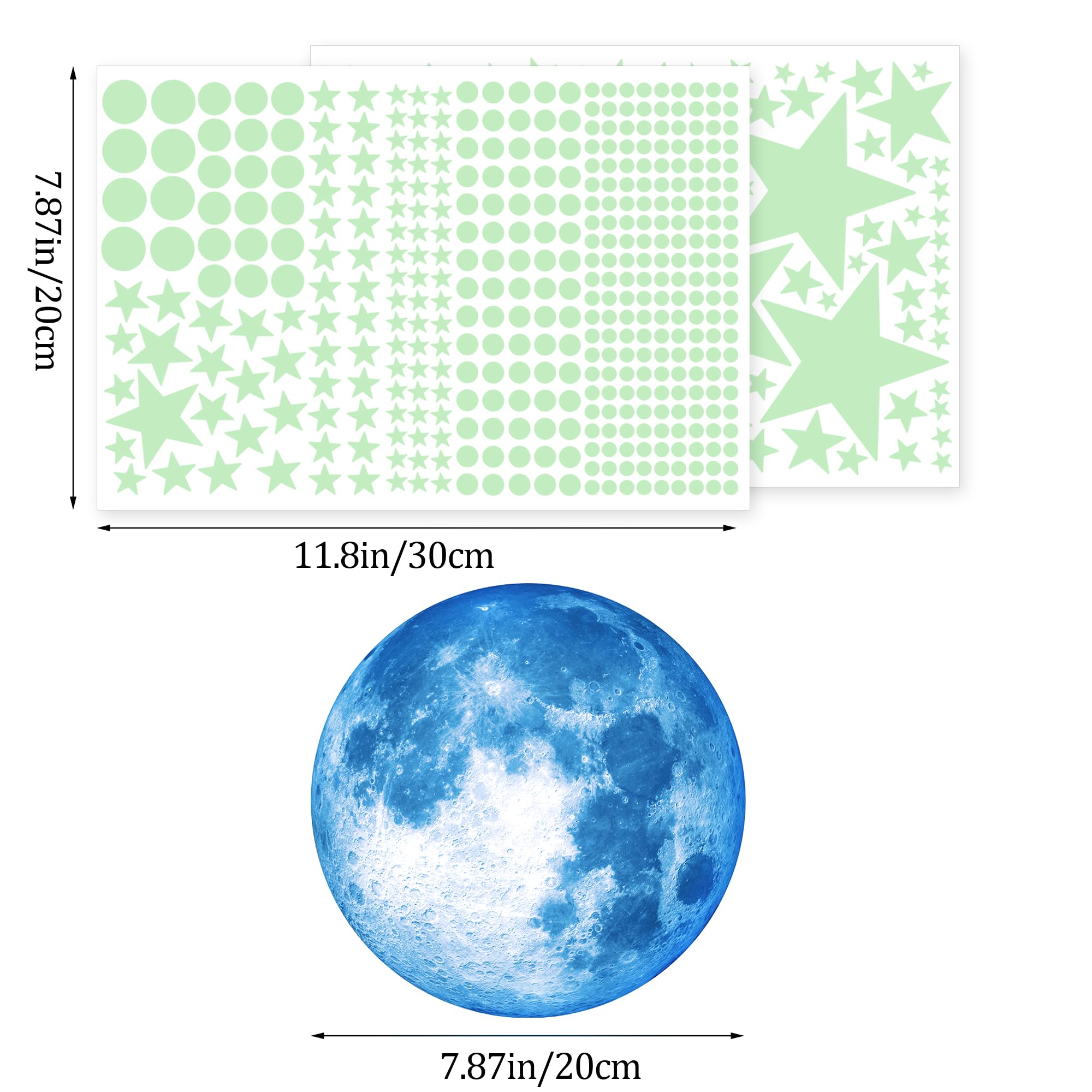 Huimdery 492 glow stars crater moon for easy peel-stick installation.