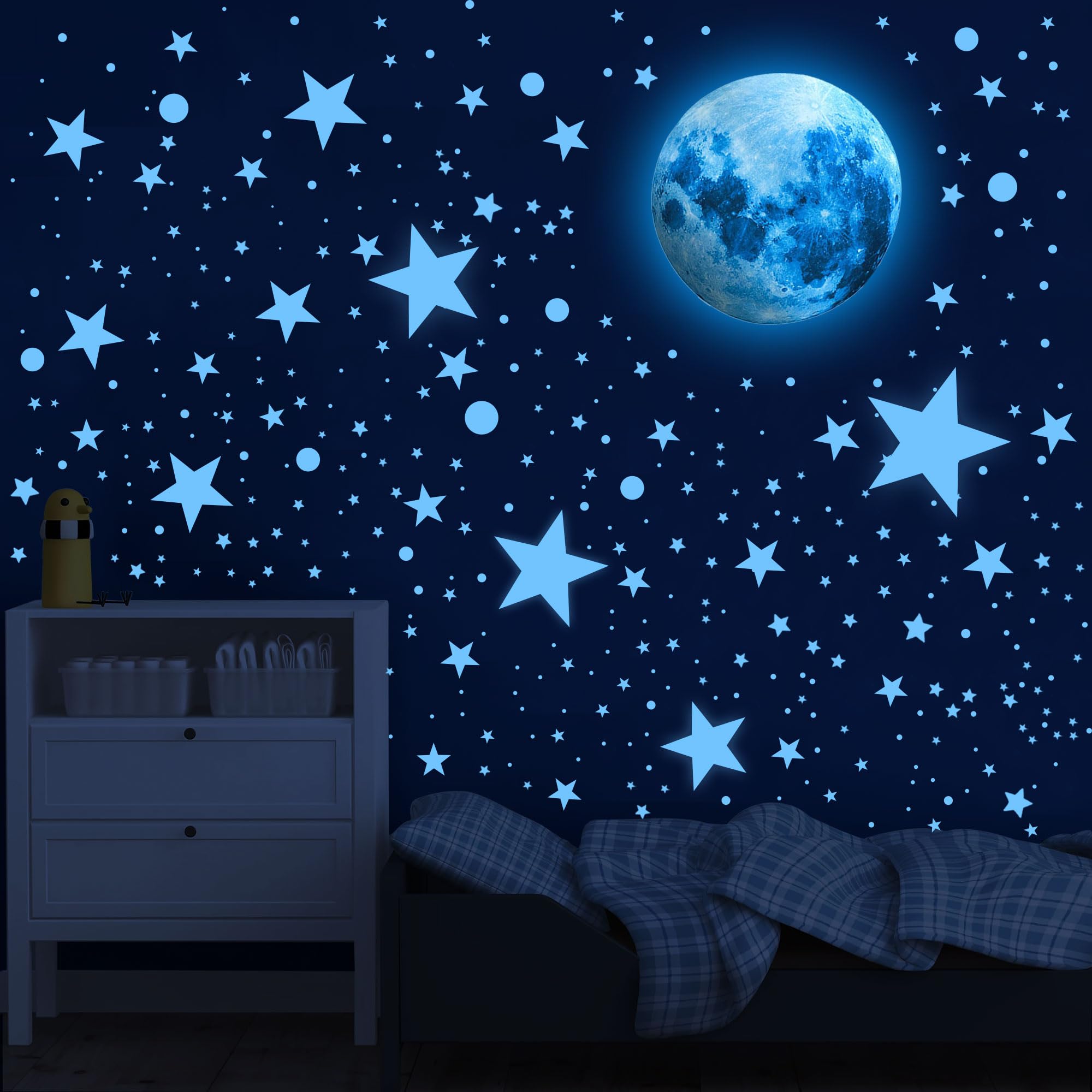 Huimdery 492 glow stars easy peel to reposition without wall damage.