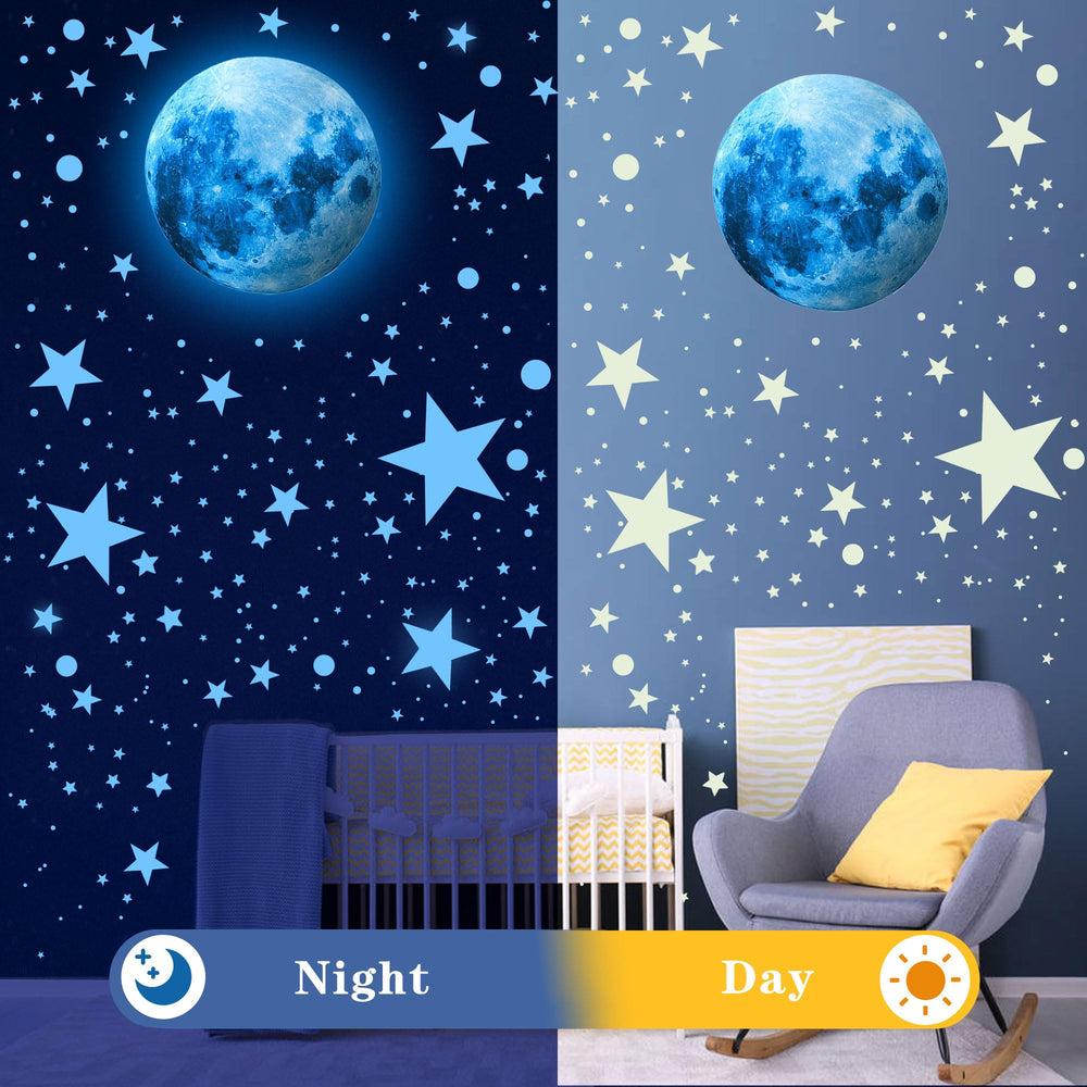 Huimdery 492 glow stars and moon waterproof vinyl sticks firmly yet removes cleanly.