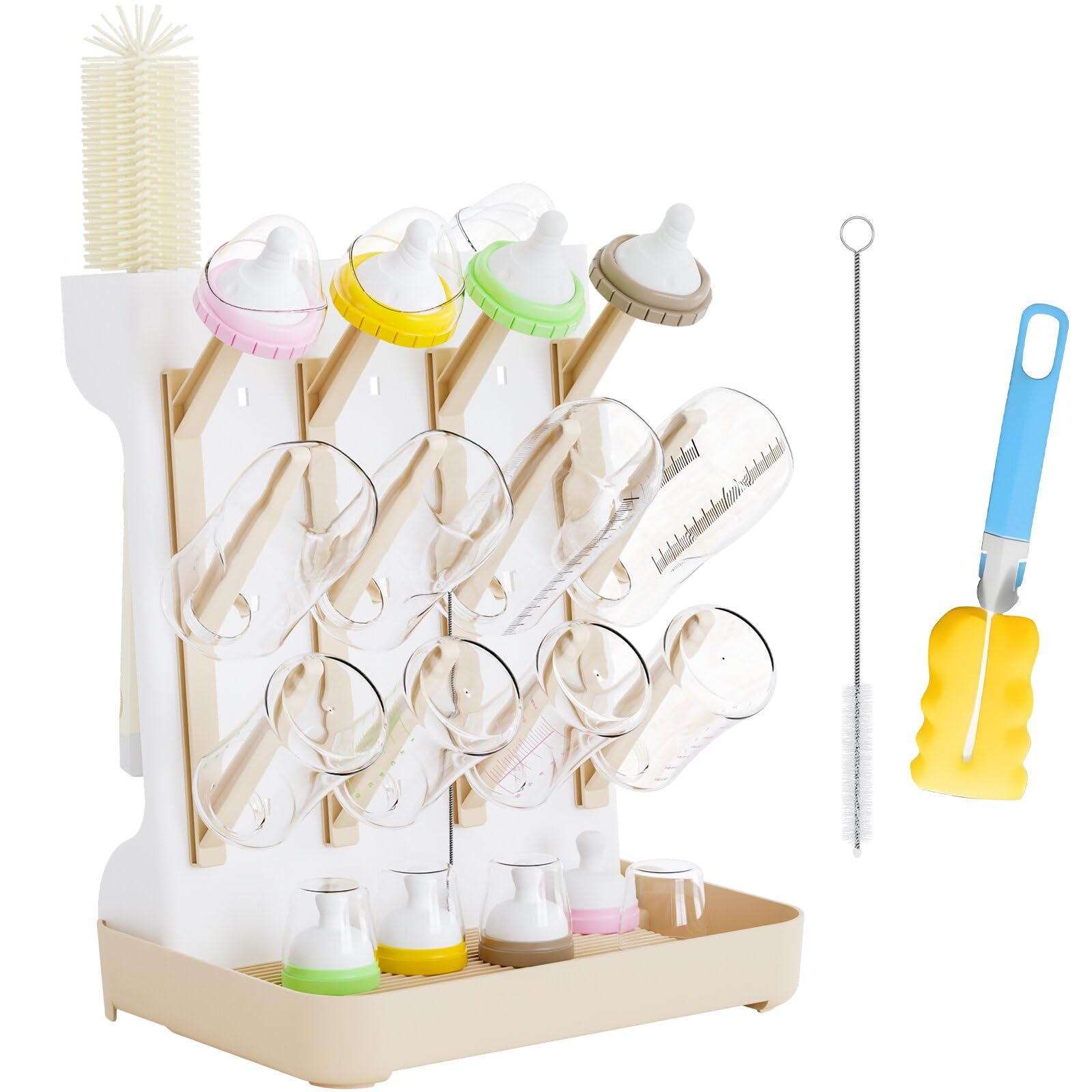 Huishun Baby Bottle Drying Rack front view shows space-saving capacity for up to 12 bottles
