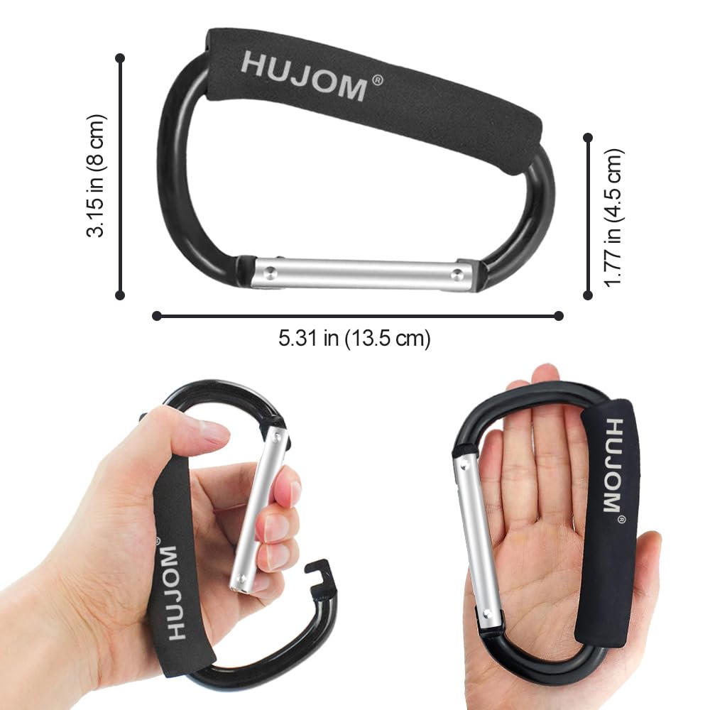 HUJOM universal fit clips securely on various strollers and gear
