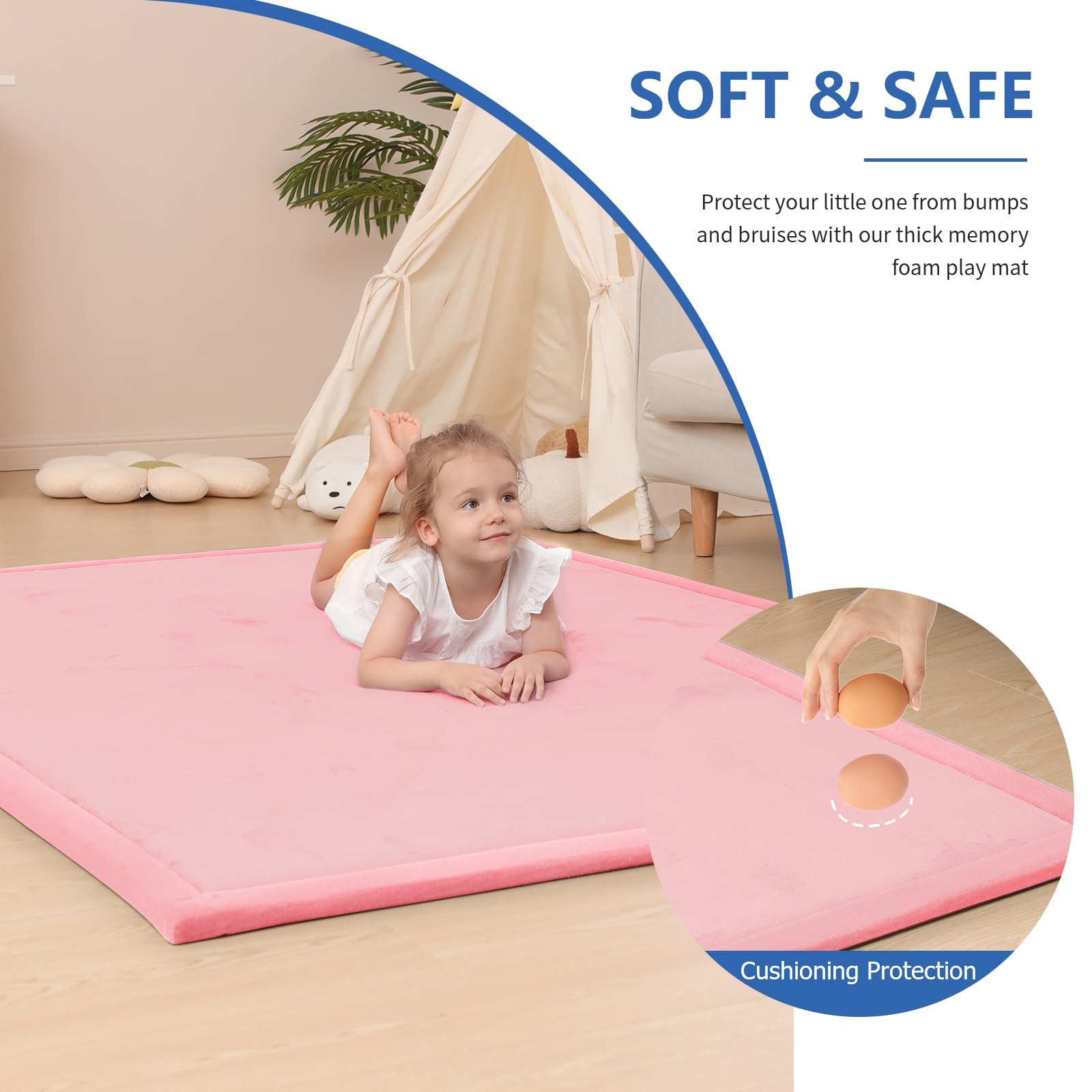 Huloo Sleep 1.3-inch memory foam cushion for crawling and lounging.