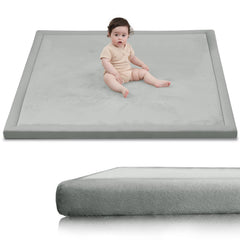 Huloo Sleep baby play mat front view showing a spacious 50x50 setup for safe play.