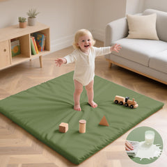 Huloo Sleep Baby Play Mat in green, top view showing spacious play area and comfort.