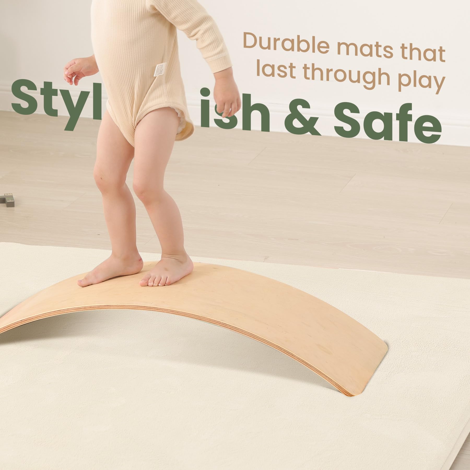 Huloo Sleep cream color mat integrates with nursery decor.