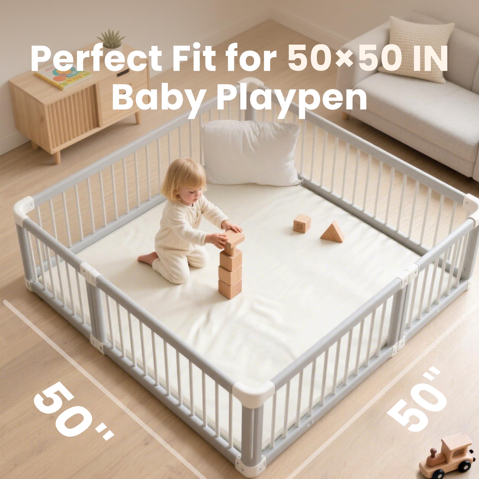 Huloo Sleep cream close-up shows 1.3-inch foam padding for protection during play.