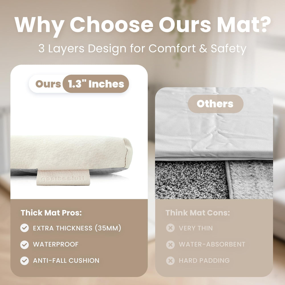 Huloo Sleep cream non-slip bottom keeps the mat secure on various floors.