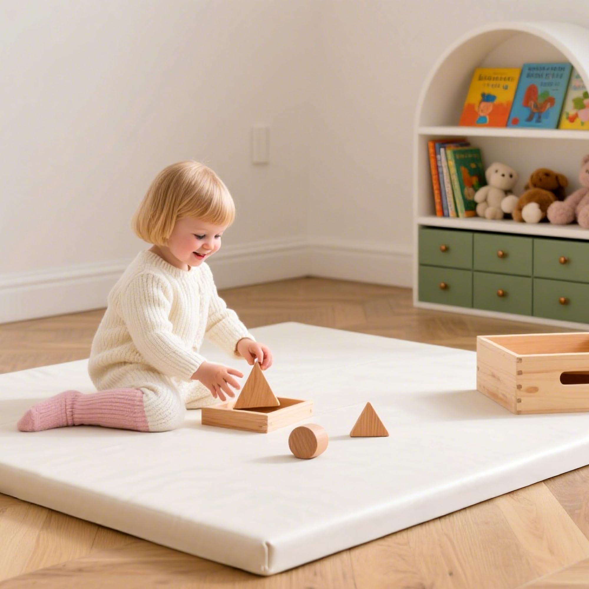 Huloo Sleep cream nursery rug setup suitable for newborns to toddlers.