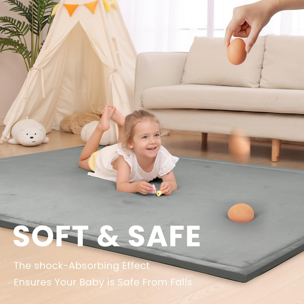 Huloo Sleep foam closeup shows 1.3 inch slow-rebound foam for comfy play