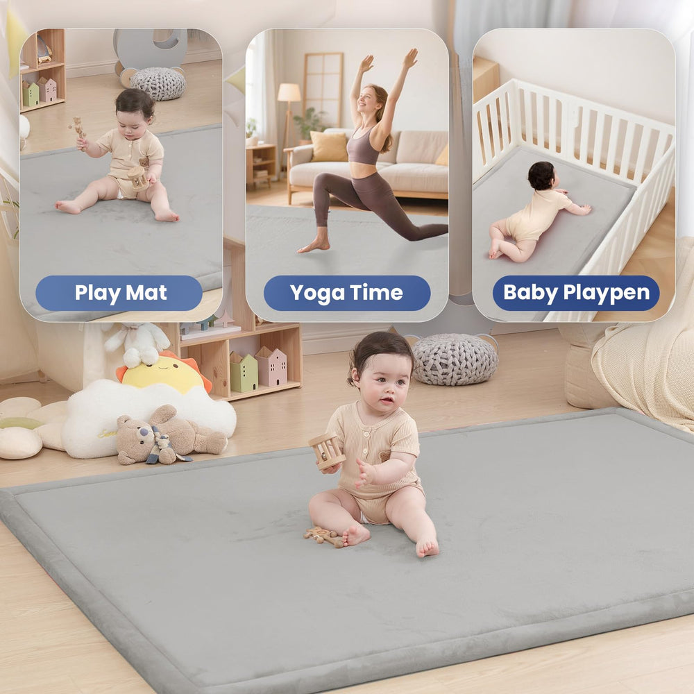Huloo Sleep mat demonstrated inside a playpen for safe, roomy play