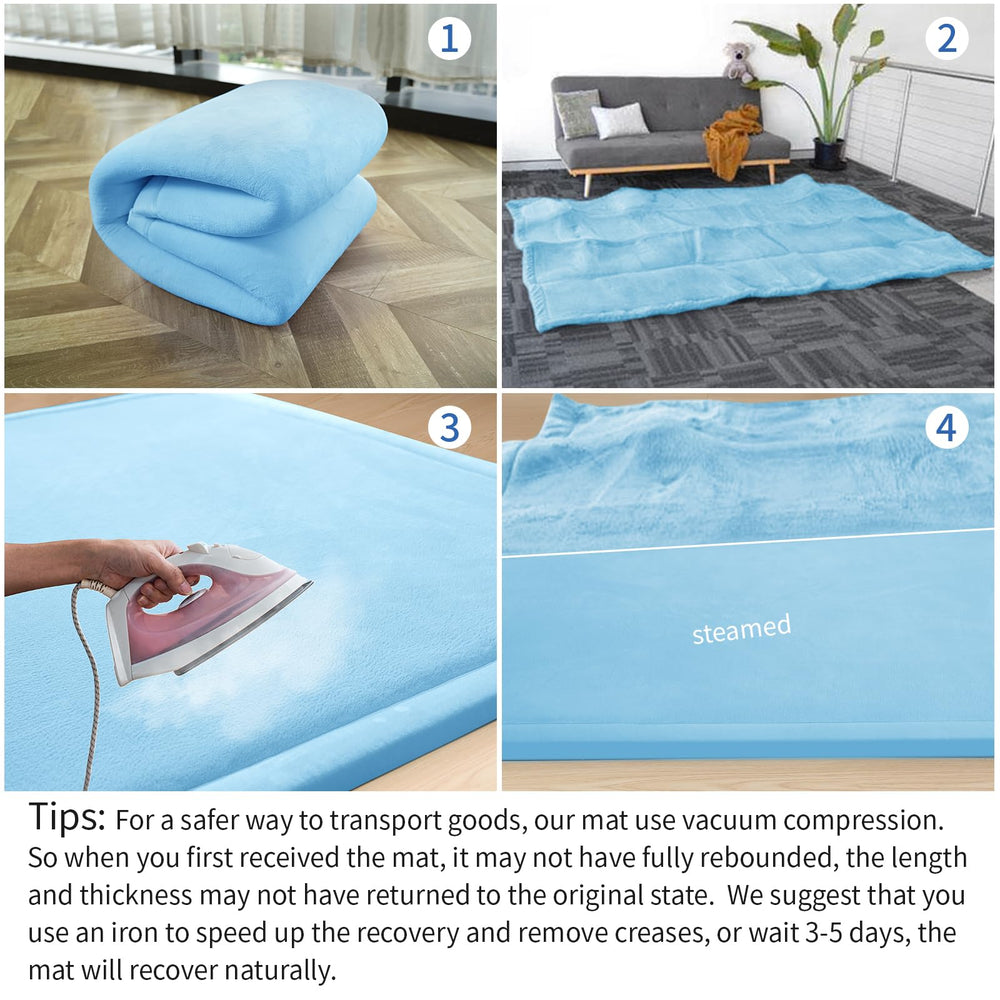 Huloo Sleep Baby Play Mat light blue floor-protection for crawlers